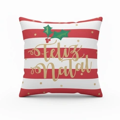 Capa de Almofada de Natal Natalina Estampada de Suede Veludo Aveludada