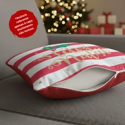 Capa de Almofada de Natal Natalina Estampada de Suede Veludo Aveludada
