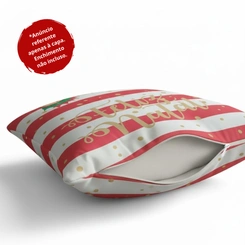 Capa de Almofada de Natal Natalina Estampada de Suede Veludo Aveludada