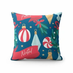 Capa de Almofada de Natal Natalina Estampada de Suede Veludo Aveludada