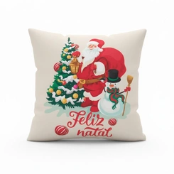 Capa de Almofada de Natal Natalina Estampada de Suede Veludo Aveludada