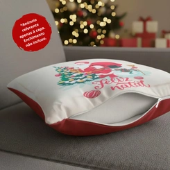 Capa de Almofada de Natal Natalina Estampada de Suede Veludo Aveludada
