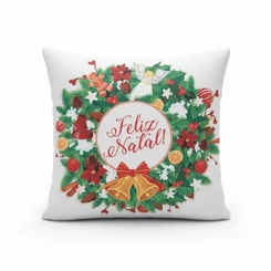 Capa de Almofada de Natal Natalina Estampada de Suede Veludo Aveludada