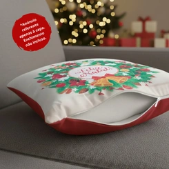 Capa de Almofada de Natal Natalina Estampada de Suede Veludo Aveludada