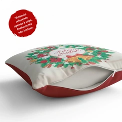 Capa de Almofada de Natal Natalina Estampada de Suede Veludo Aveludada