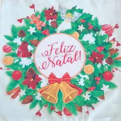 Capa de Almofada de Natal Natalina Estampada de Suede Veludo Aveludada