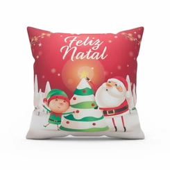 Capa de Almofada de Natal Natalina Estampada de Suede Veludo Aveludada