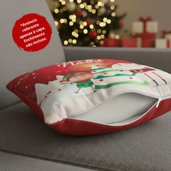 Capa de Almofada de Natal Natalina Estampada de Suede Veludo Aveludada