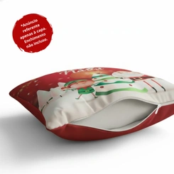 Capa de Almofada de Natal Natalina Estampada de Suede Veludo Aveludada