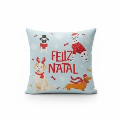 Capa de Almofada de Natal Natalina Estampada de Suede Veludo Aveludada