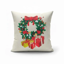 Capa de Almofada de Natal Natalina Estampada de Suede Veludo Aveludada