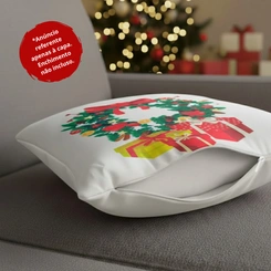Capa de Almofada de Natal Natalina Estampada de Suede Veludo Aveludada
