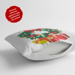 Capa de Almofada de Natal Natalina Estampada de Suede Veludo Aveludada
