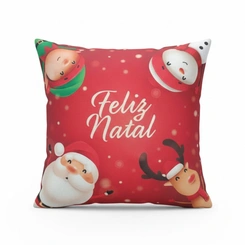Capa de Almofada de Natal Natalina Estampada de Suede Veludo Aveludada