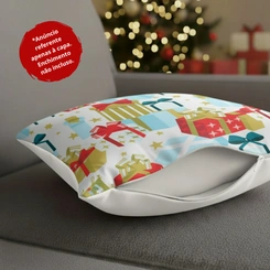 Capa de Almofada de Natal Natalina Estampada de Suede Veludo Aveludada