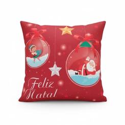 Capa de Almofada de Natal Natalina Estampada de Suede Veludo Aveludada