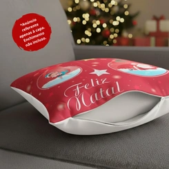 Capa de Almofada de Natal Natalina Estampada de Suede Veludo Aveludada