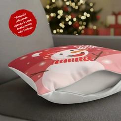 Capa de Almofada de Natal Natalina Estampada de Suede Veludo Aveludada