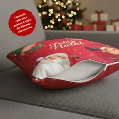 Capa de Almofada de Natal Natalina Estampada de Suede Veludo Aveludada