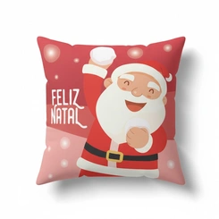 Capa de Almofada de Natal Natalina Estampada de Suede Veludo Aveludada