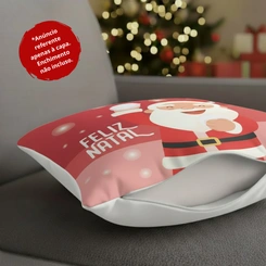 Capa de Almofada de Natal Natalina Estampada de Suede Veludo Aveludada
