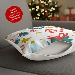 Capa de Almofada de Natal Natalina Estampada de Suede Veludo Aveludada