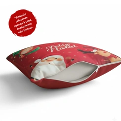 Capa de Almofada de Natal Natalina Estampada de Suede Veludo Aveludada