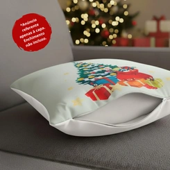 Capa de Almofada de Natal Natalina Estampada de Suede Veludo Aveludada