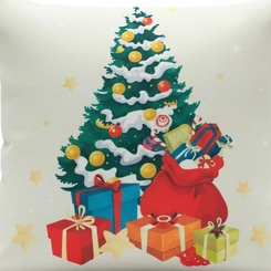 Capa de Almofada de Natal Natalina Estampada de Suede Veludo Aveludada