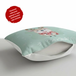 Capa de Almofada de Natal Natalina Estampada de Suede Veludo Aveludada