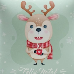 Capa de Almofada de Natal Natalina Estampada de Suede Veludo Aveludada