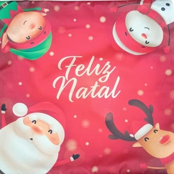 Capa de Almofada de Natal Natalina Estampada de Suede Veludo Aveludada
