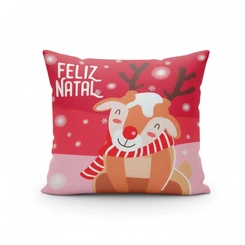 Capa de Almofada de Natal Natalina Estampada de Suede Veludo Aveludada