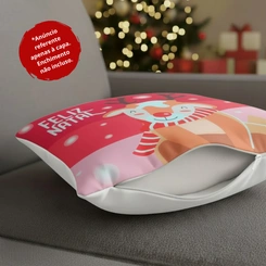 Capa de Almofada de Natal Natalina Estampada de Suede Veludo Aveludada