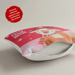 Capa de Almofada de Natal Natalina Estampada de Suede Veludo Aveludada