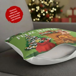 Capa de Almofada de Natal Natalina Estampada de Suede Veludo Aveludada
