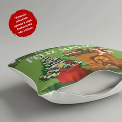 Capa de Almofada de Natal Natalina Estampada de Suede Veludo Aveludada