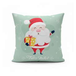 Capa de Almofada de Natal Natalina Estampada de Suede Veludo Aveludada