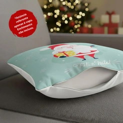 Capa de Almofada de Natal Natalina Estampada de Suede Veludo Aveludada