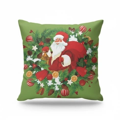 Capa de Almofada de Natal Natalina Estampada de Suede Veludo Aveludada