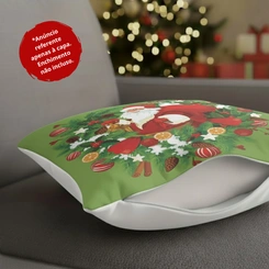 Capa de Almofada de Natal Natalina Estampada de Suede Veludo Aveludada