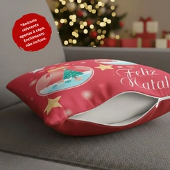 Capa de Almofada de Natal Natalina Estampada de Suede Veludo Aveludada