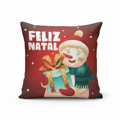 Capa de Almofada de Natal Natalina Estampada de Suede Veludo Aveludada