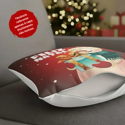 Capa de Almofada de Natal Natalina Estampada de Suede Veludo Aveludada