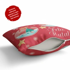 Capa de Almofada de Natal Natalina Estampada de Suede Veludo Aveludada