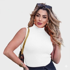 Blusa Feminina Garrafinha Gola Tricô