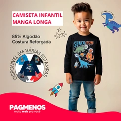Camiseta Infantil Menino Manga Longa Algodão