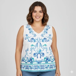 Blusa Feminina Cavada Plus Size Estampada