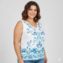 Blusa Feminina Cavada Plus Size Estampada