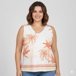 Blusa Feminina Cavada Plus Size Estampada